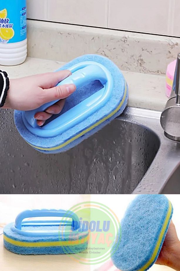 Dayanıklı Sünger Fırça 3 Katlı Sünger Lavabo Süngeri Mutfak Banyo Bulaşık Yıkama Fırça Sünger - 3