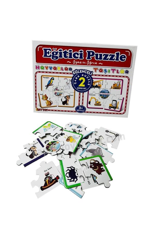 Educational Wheel Puzzle Animals and Vehicles