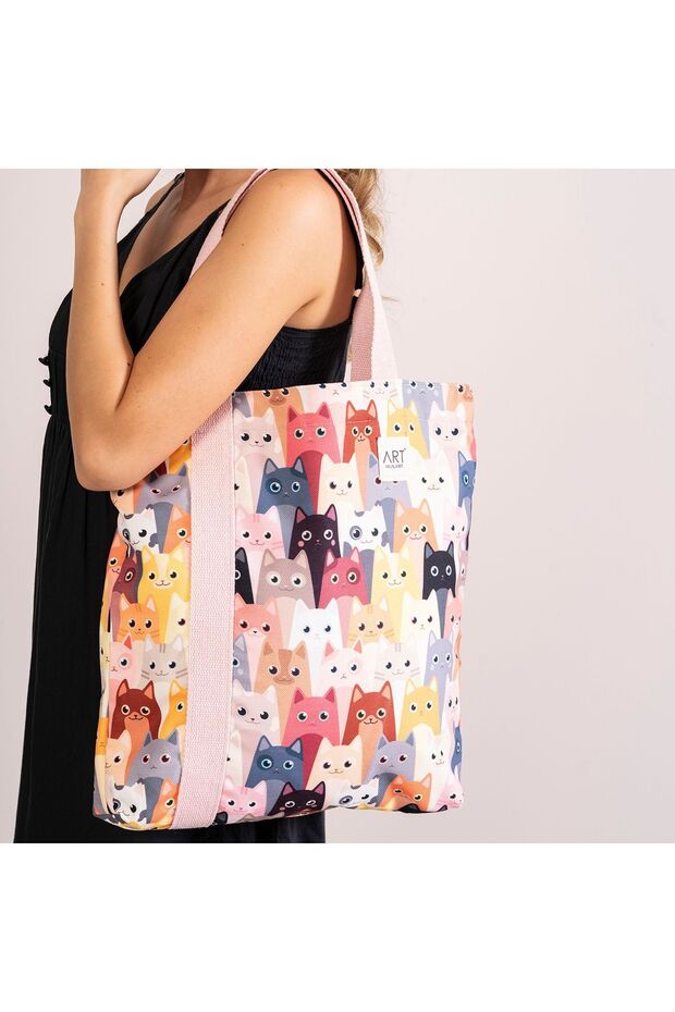 حقيبة الشاطئ - نمط القطة - 2