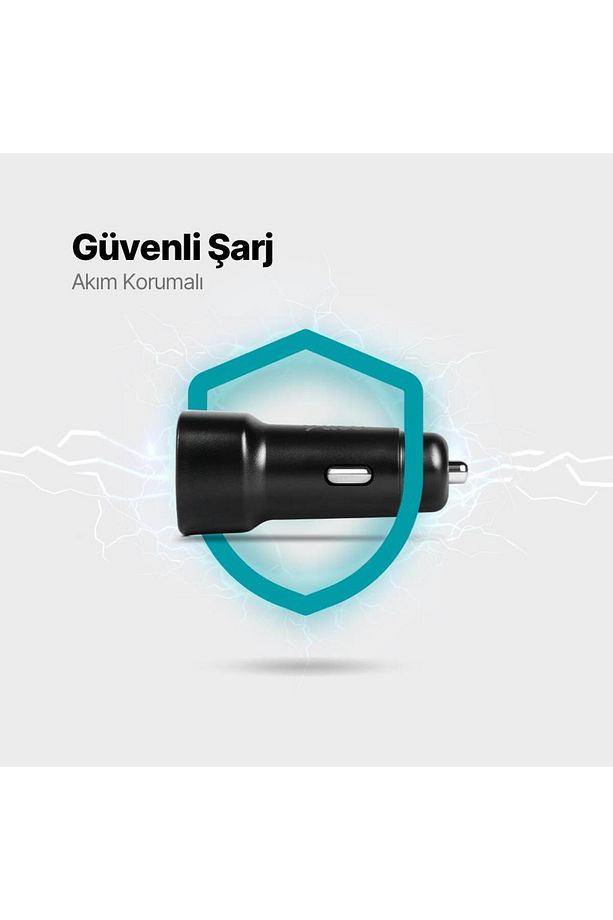Süper Hızlı 30W 1x Type-C Araç Şarj Cihazı, 12/24V Çakmaklık Girişli Akım Korumalı, PD/QC/PPS - 3