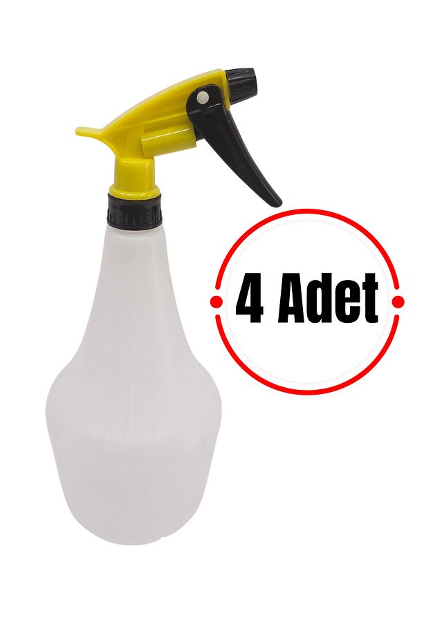 Boş Sprey Şişesi 1 Lt - Sarı Kimyasala Dayanıklı Sprey Şişe 4 Adet Boş Fısfıs Sprey Şişesi - 1