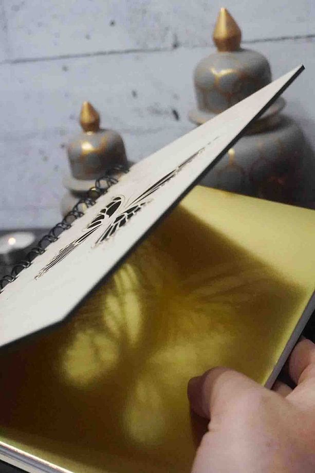 Kelebek Desenli Ahşap Defter-ajanda-günlük-çizgisiz Defter A5 Notebook Hediyelik - 4