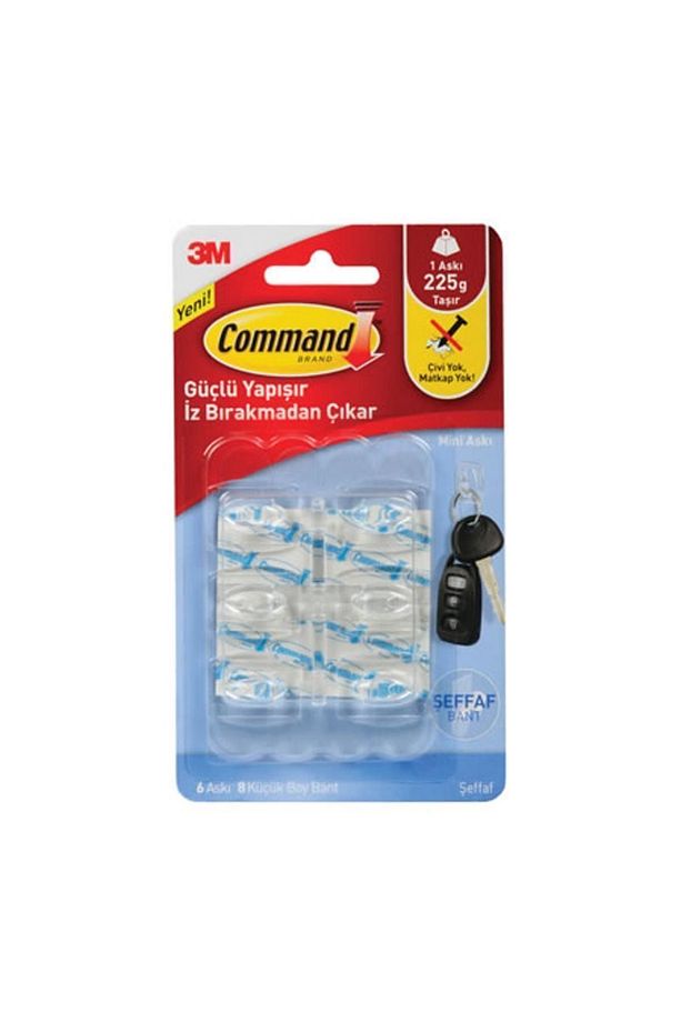 Command Küçük Boy İz Bırakmayan Şeffaf Askı 6'lı 17006CLR-CIS - 1