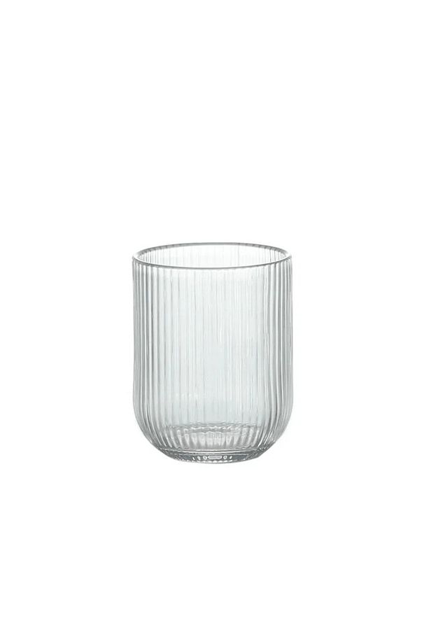 Lucca Minimalist Çizgili Şeffaf 4'lü Cam Su Meşrubat Bardağı - 280 ml - 2