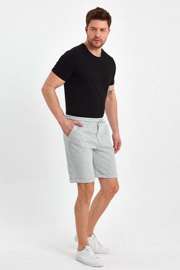 Erkek Waffle Regular Fit Casual Bermuda Şort - 2