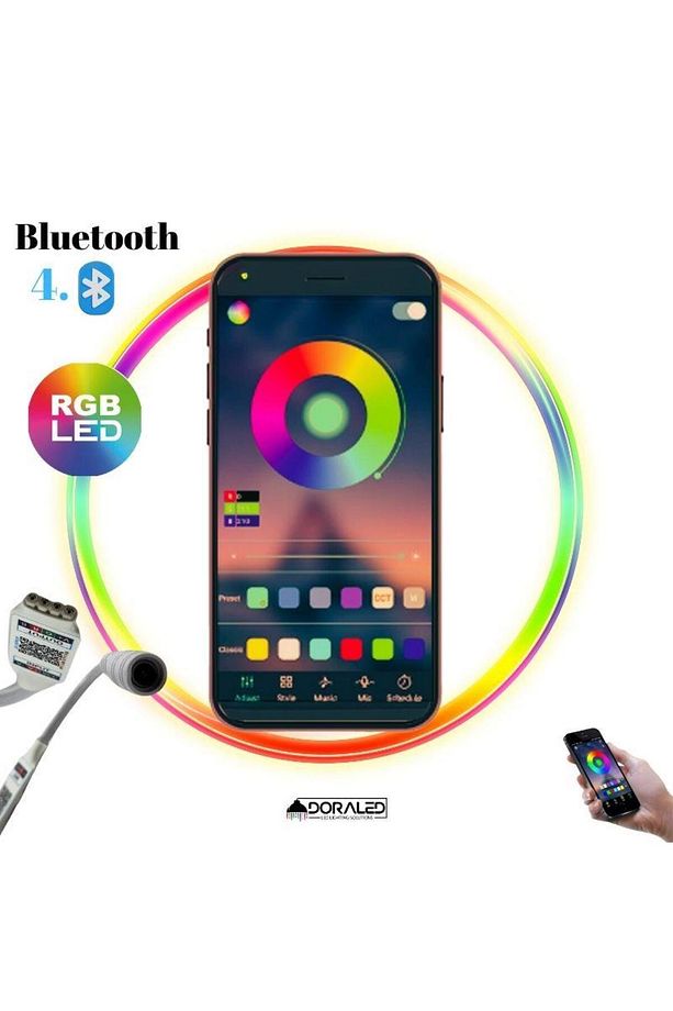 Bluetooth Cep Telefonundan Rgb Şerit Led Kontrol Modülü 6a 5-24v - 1