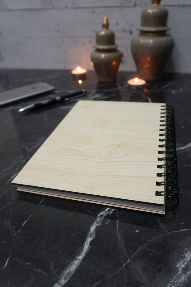 Istanbul Patterned Wooden Notebook - Agenda and Daily Use - Unlined Notebook - A5 Notebook-memory Notebook - 2