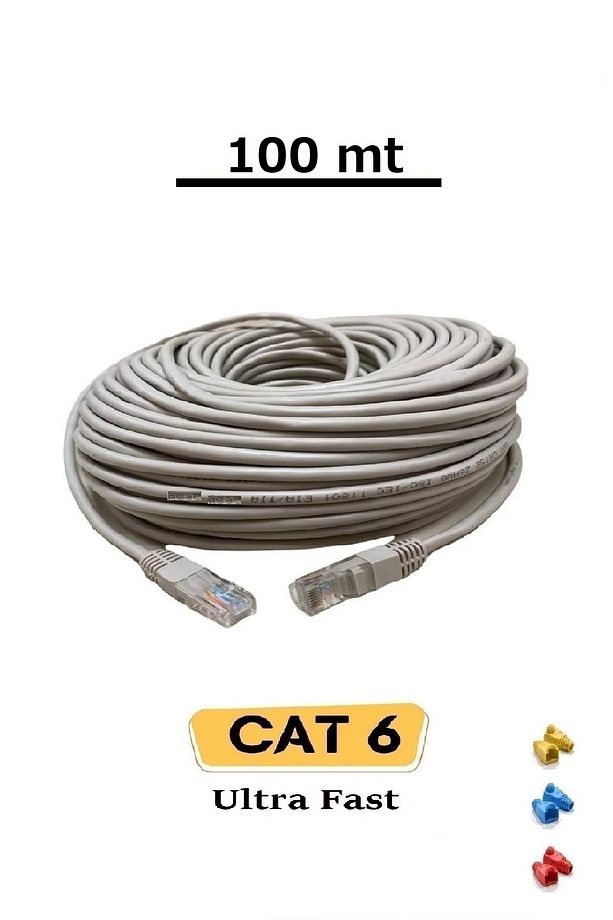 100 Metre Cat6 İnternet Ethernet Kablosu EzRj45 Cat 6 Utp Patch Kablo High Speed Yüksek Hız - 1