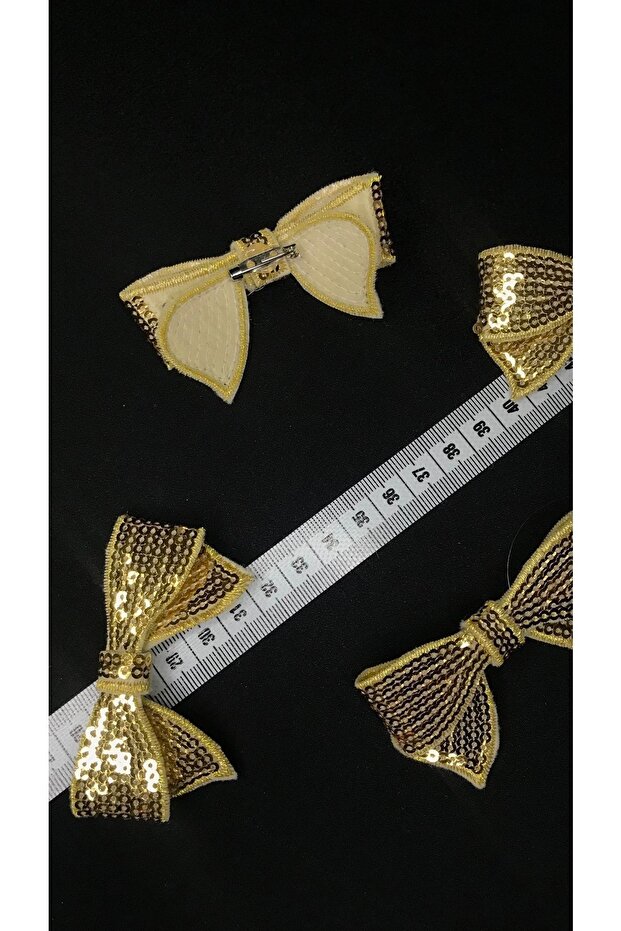 Bow Yellow Sequin Locking Pin 5 Pieces - 2