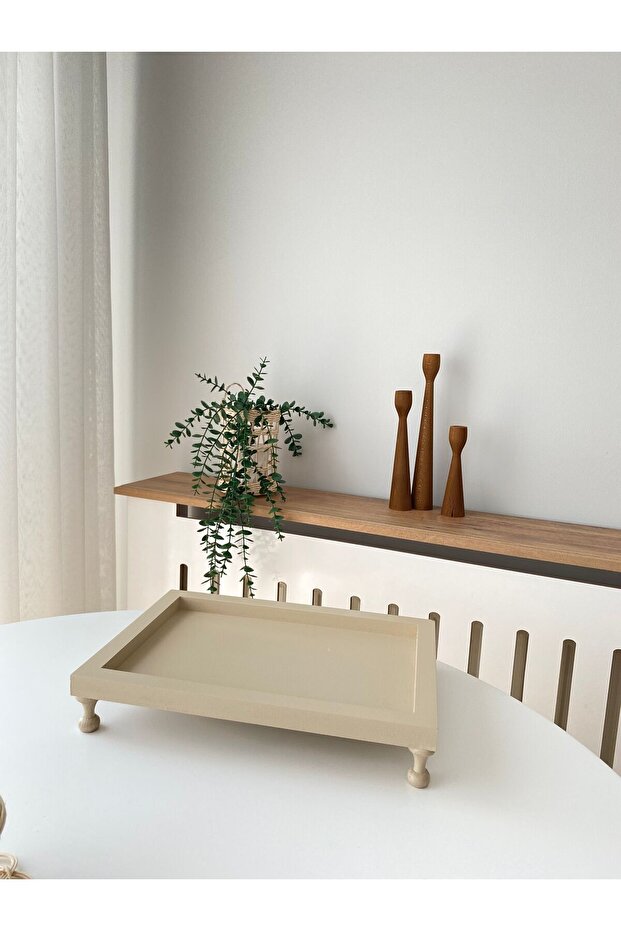 24x34 Krem Renk Ahşap Sunumluk \Tepsi - 4