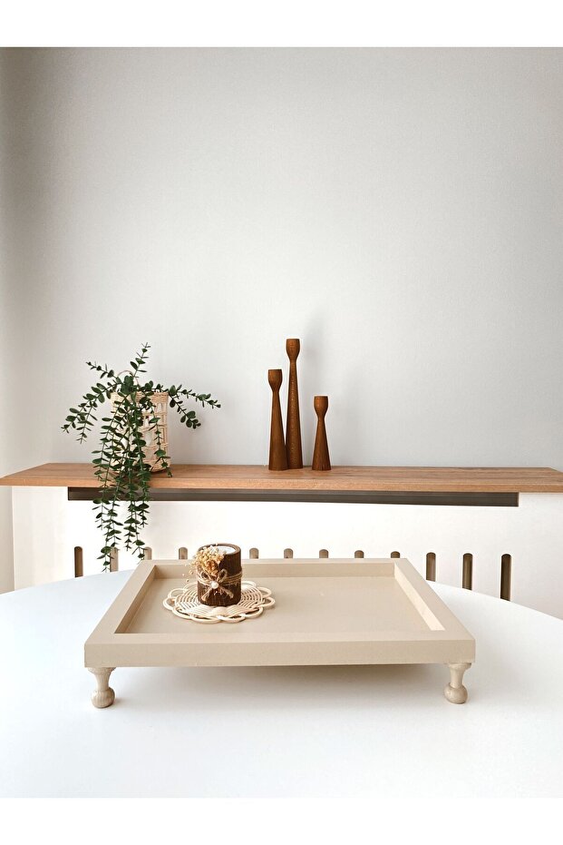 24x34 Krem Renk Ahşap Sunumluk \Tepsi - 1