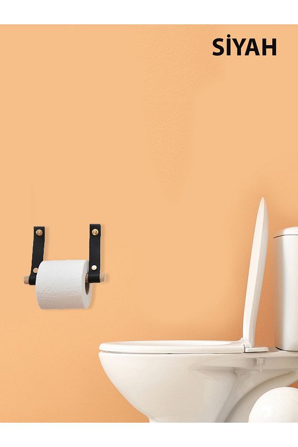 Ahşap Deri Tuvalet Kağıtlık Ve Wc Kağıdı Peçeteliği Askısı Rulo Banyo Kağıtlığı Asacağı Düzenleyici - 1