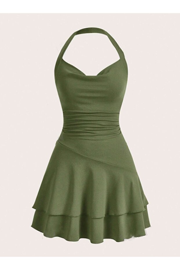 Eva - Ruffled Mini Dress with Halter Neck