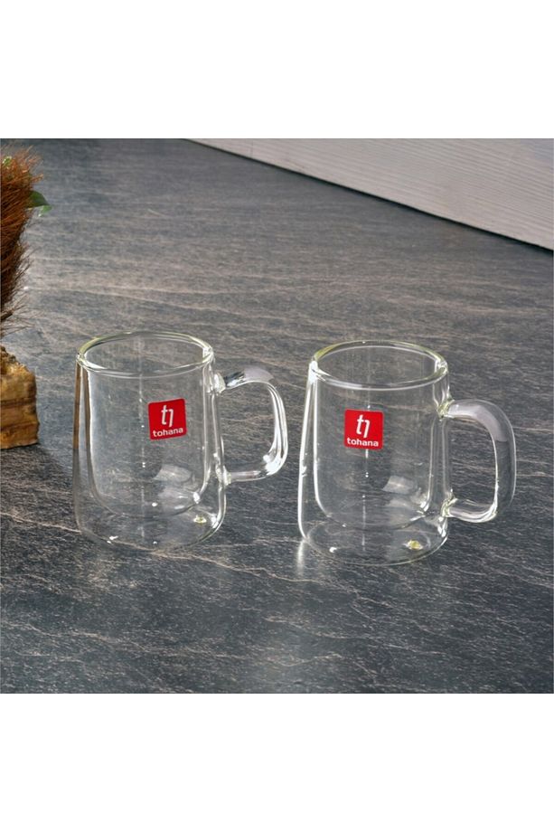 Çift Cidarlı Cam İkili Kahve  Çay Kupa Fincanı 100 ML - 1