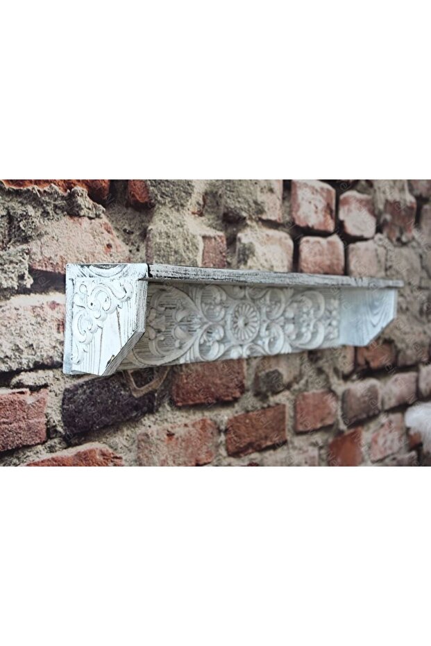 Vintage Doa Eskitme Beyaz Ahşap Raf - 2