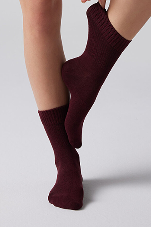 BAMBU EXTRA RAHAT GÜNLÜK BORDO ÇORAP - 2