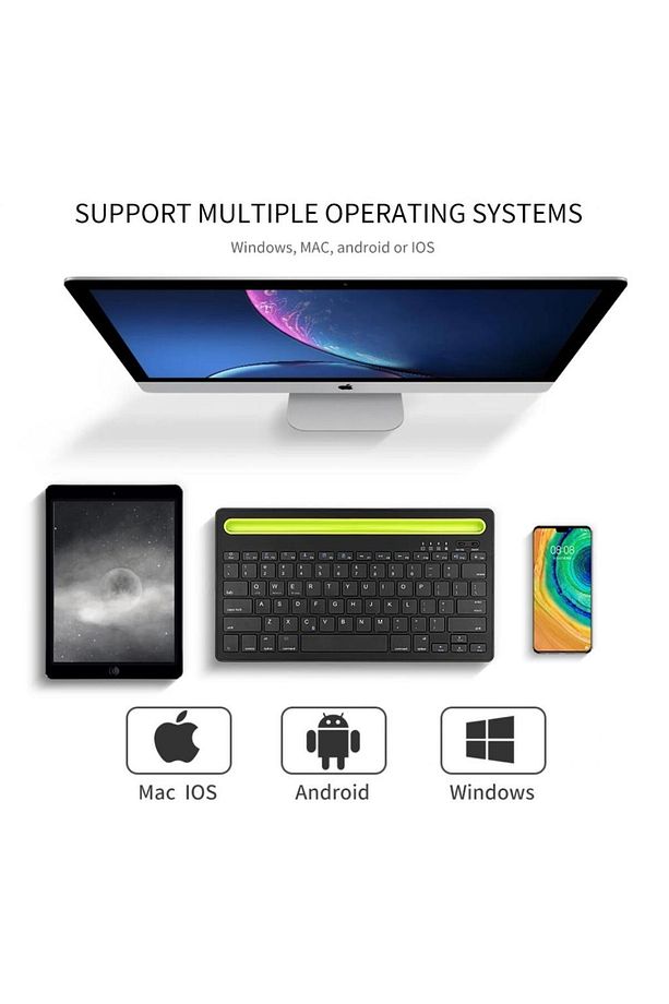 Apple iPad Pro 3. Nesil 12.9" Uyumlu Kablosuz Bluetooth Şarj Edilebilir Tablet Telefon Standlı Klavy - 6