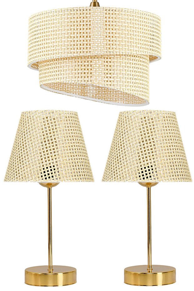 Wind Hazeran Pasta Single Pendant Lamp Chandelier and Gold Lampshade Set