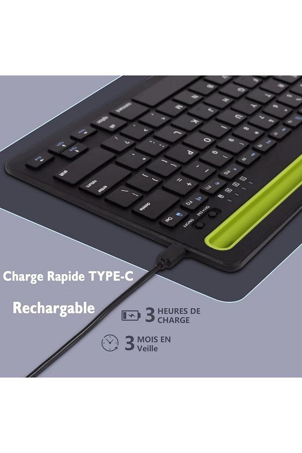 Apple iPad Pro 3. Nesil 12.9" Uyumlu Kablosuz Bluetooth Şarj Edilebilir Tablet Telefon Standlı Klavy - 3