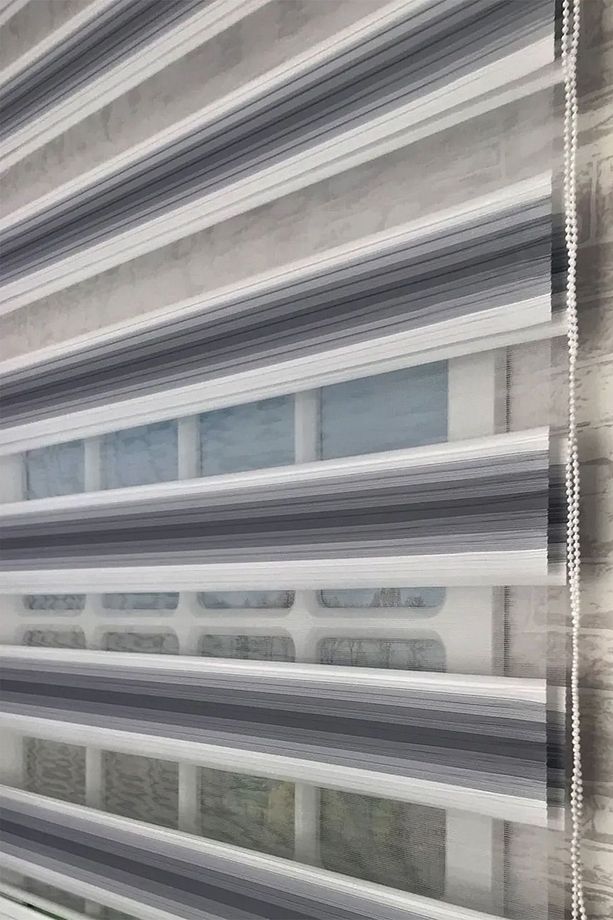 Lüks Gri Geçişli Piliseli (ETEK DİLİMLİ) Zebra Stor Perde - 2
