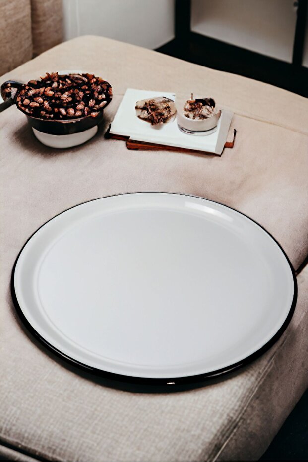 60No Enamel Tray Tableware, Food Presentation Tray, Floor Table Zinc ~58 cm