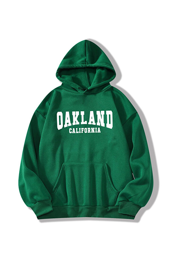 Green Hooded Oakland Printed Unisex Sweatshirt Hoodie