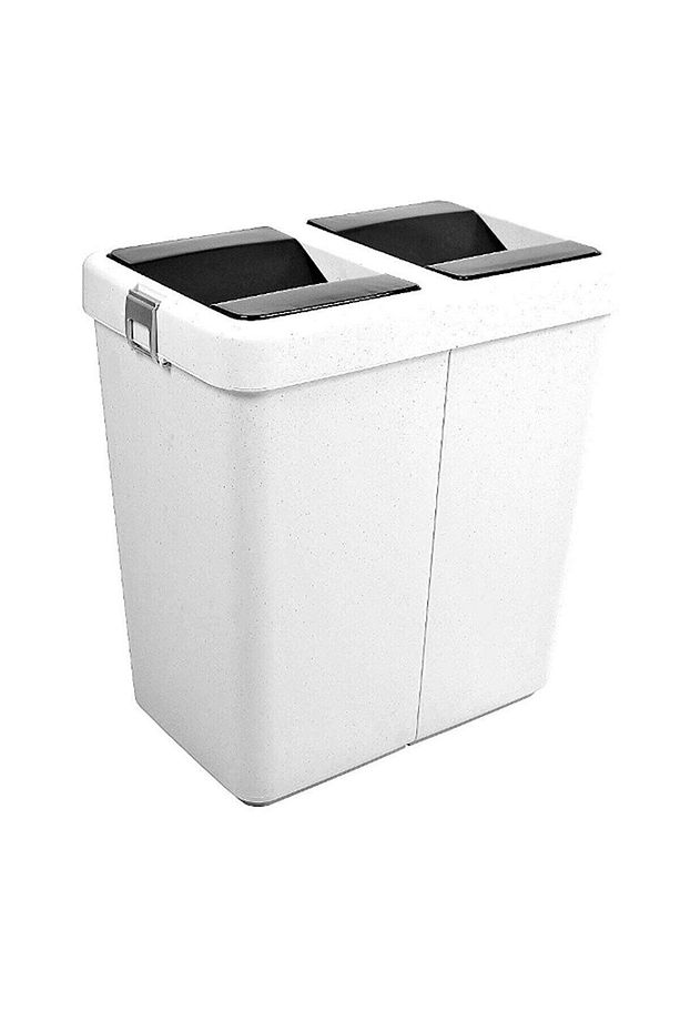 Ikili Çöp Kutusu Kovası Hassas Kapaklı Çift Kapaklı Beyaz(80LT) - 5