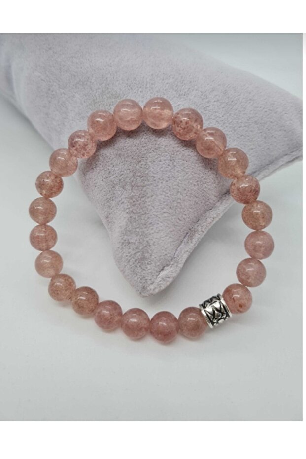 Rose Quartz Natural Stone Sphere Cut Bracelet