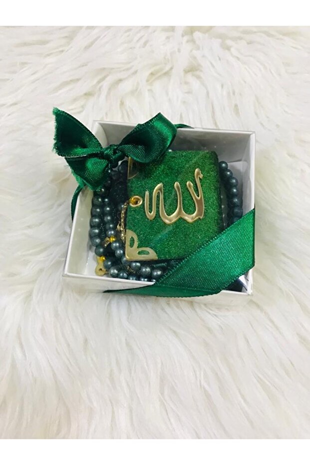 طقم مسبحة صغيرة للقرآن الكريم باللون الأخضر 10 قطع