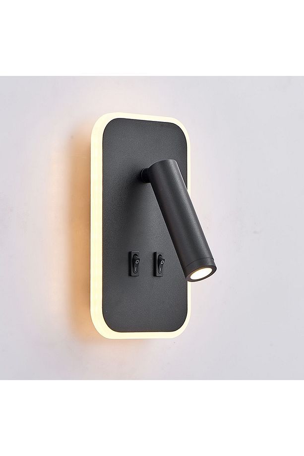 Tuvalu Siyah Çift Kademeli Yatak Başı Led Aplik 13 Watt Gün Işığı Okuma Lambası - 6
