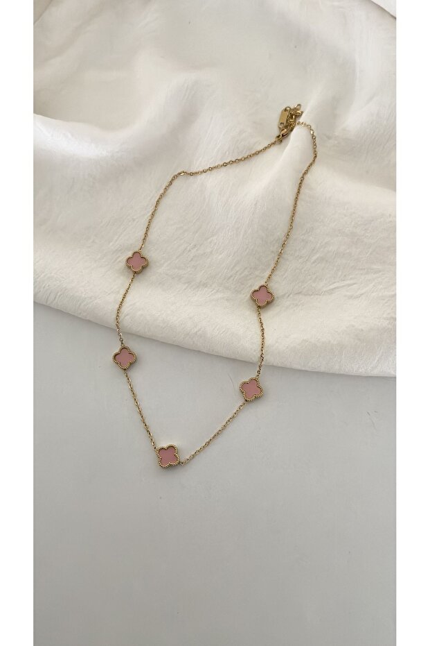 - Mini Pembe Yoncalı Çelik Kolye - 4