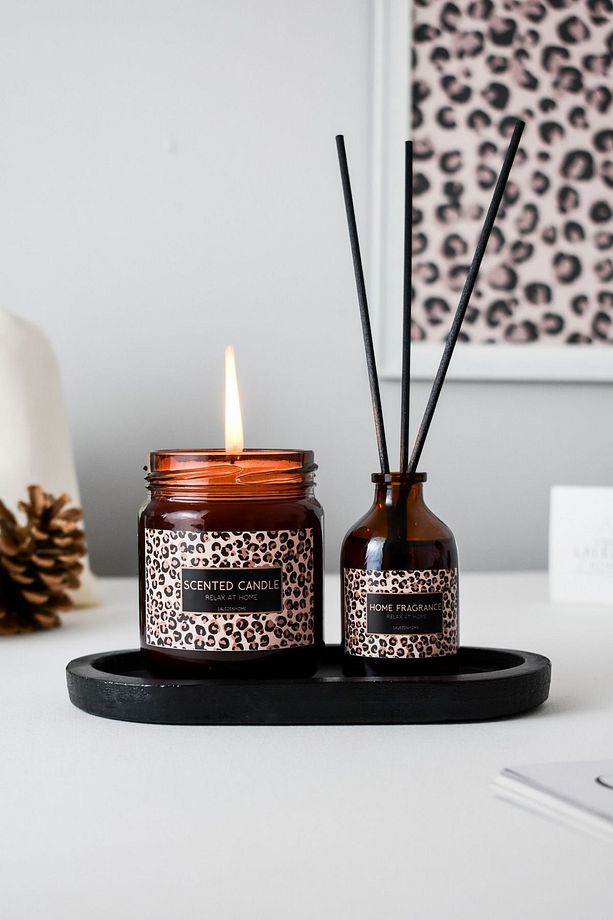 LEOPARD ÇİÇEKLİ KOKULAR SERİSİ KOKU & MUM SET - 1