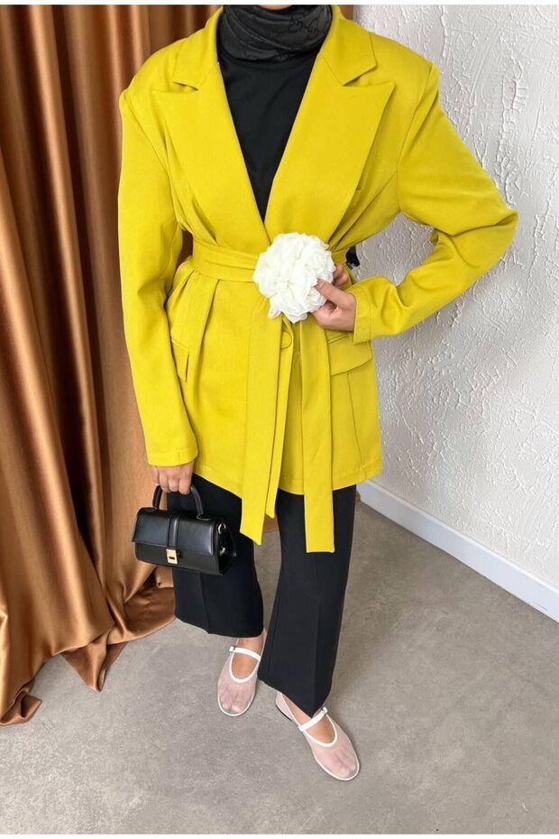 Rose aksesuarlı ceket - 2