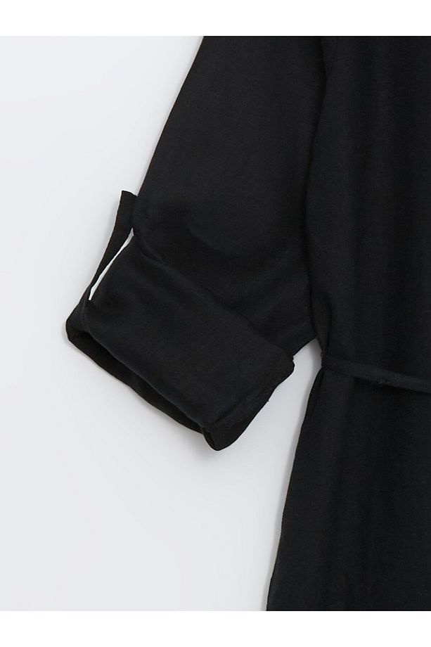 LCW Düz Uzun Kollu Oversize Keten Kadın Gömlek Tunik - 2