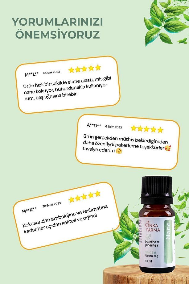 Onka Farma Tıbbi Nane Yağı - %100 Saf Uçucu Yağ - 10 ml - 7