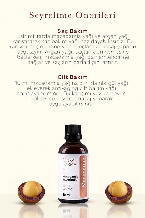 Onka Farma Makademya Yağı - %100 Saf Macadamia Cadı Fındığı Yağı - 50 ml - 5