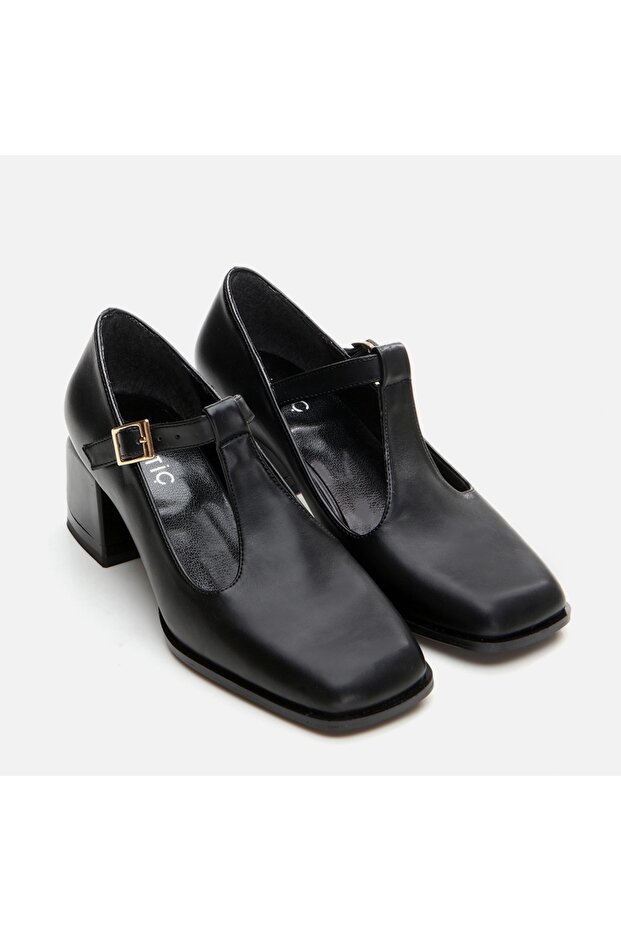 Siyah Kadın Kalın Topuk - 2