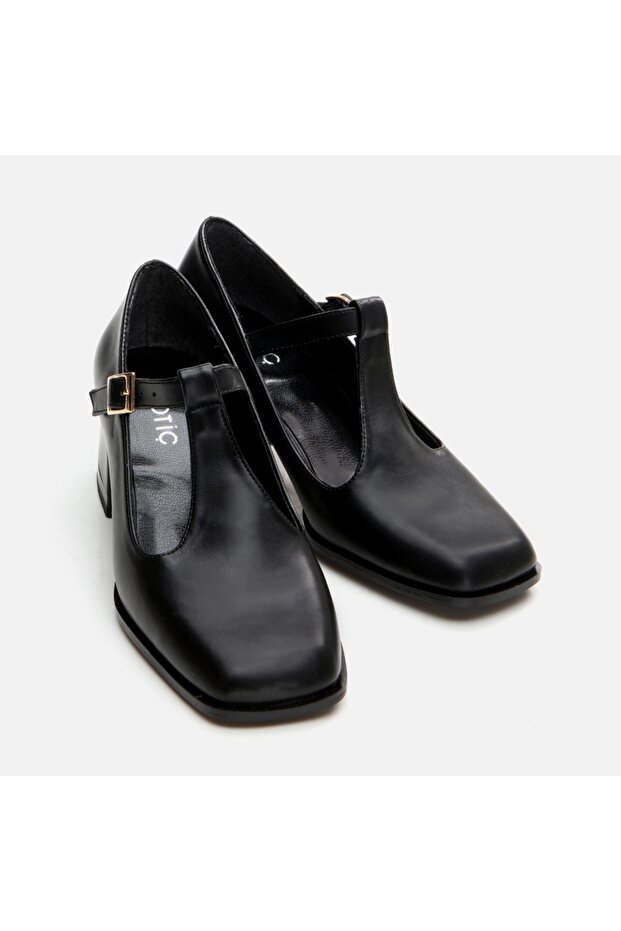 Siyah Kadın Kalın Topuk - 3