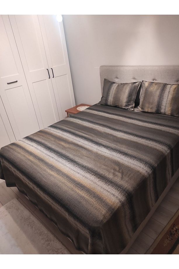 Jakar Çift Kişilik Yatak Örtüsü Seti 2 Adet Yastık Kılıflı 230cmx230cm Stripe - 8