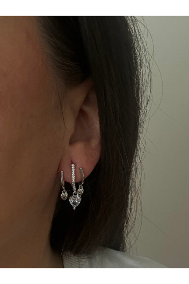 Triple Look Dangle Heart Earrings