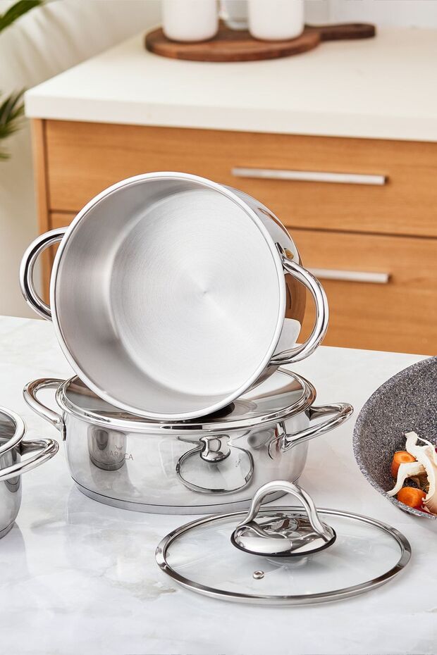 Cihangir 7 Parça Çelik Tencere Seti - 4