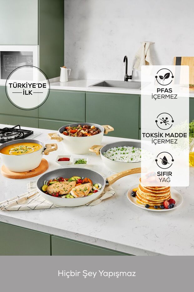 X Refika Birgül Swiss Crystal 15 Parça Tencere ve Tava  Seti Creamy - 3