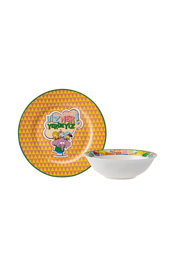 X Kral Şakir Colorful Porcelain Children's Dinner Set