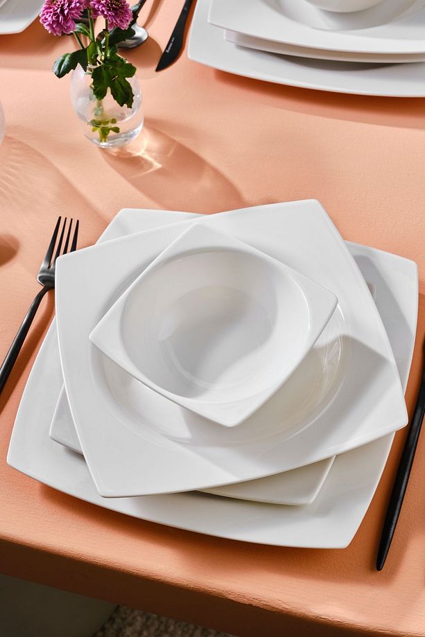Square Bone Royal White 24 Parça 6 Kişilik Yemek Takımı - 2