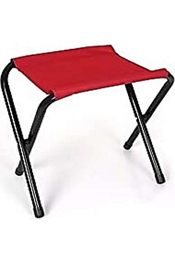 Katlanabilir Ege Mini Katlanır Balıkçı Kampçı Taburesi 500 gr Metal Kırmızı Tekli Tek Kişilik - 1