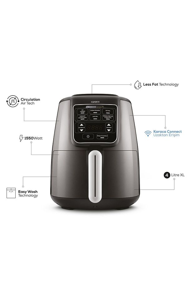 Connect Air Pro Cook XL 2 in 1 Uzaktan Erişimli Airfryer Shadow Grey - 4
