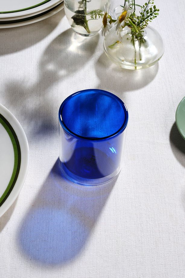 Pia Çift Cidarlı Cam Mavi Su Bardağı 280 ml - 2