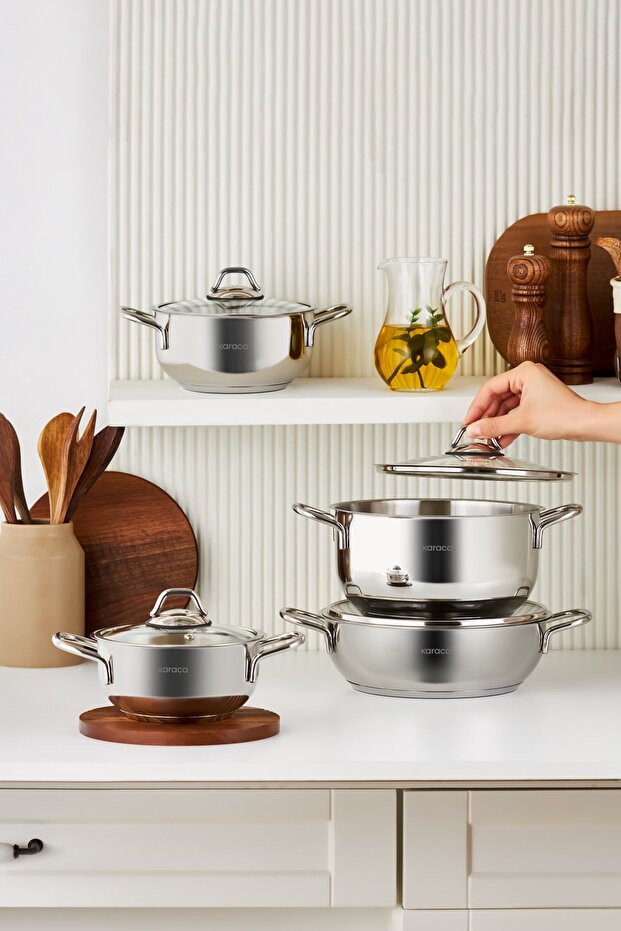 Fulya 8 Parça Çelik Tencere Seti - 2