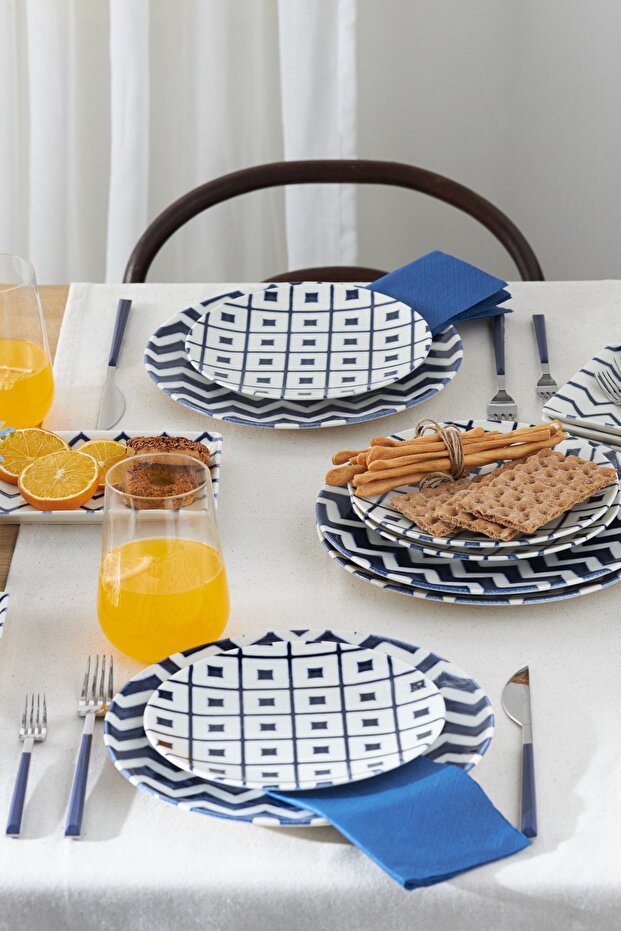 Bettoni Porcelain 18 Pieces Breakfast/Serving Set for 6 Persons