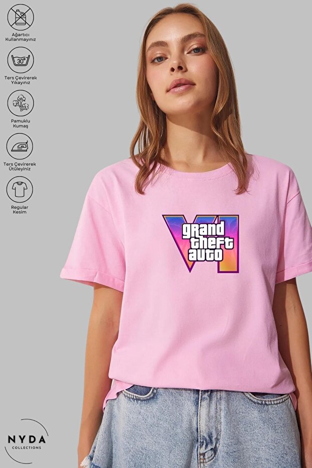 Unisex Oversize Crew Neck Cotton Gta 6 Printed Short Sleeve T-Shirt